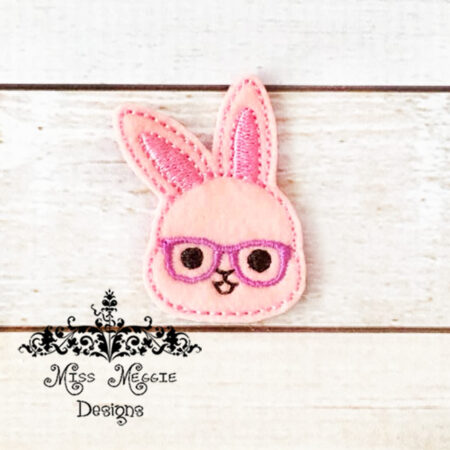 Geeky Bunny feltie ITH Embroidery design file