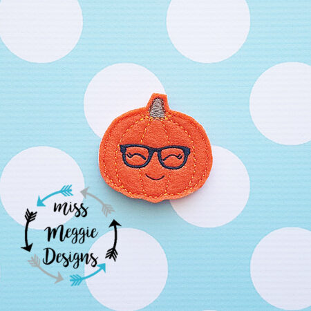 Geeky Fall pumpkin feltie ITH Embroidery design file
