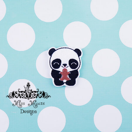 Panda eating Gingerbread feltie ITH Embroidery design file