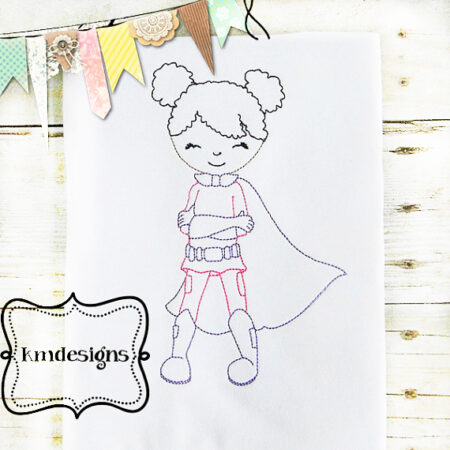 Super Girl Redwork Hero ITH Embroidery design file
