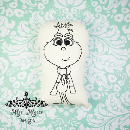 Doodle doll coloring stuffie Green Guy ITH Embroidery file