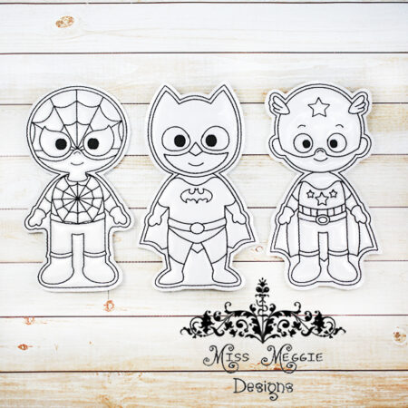 Flat coloring Doll Hero set ITH Embroidery design set
