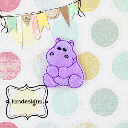 Hippo zoo animal ITH Embroidery design file