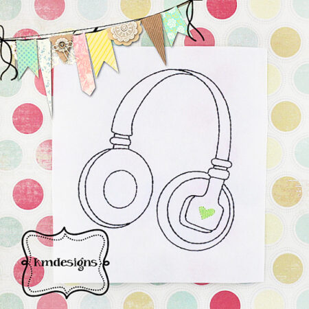 Music Ear Phones Headset ITH Digital Embroidery Design