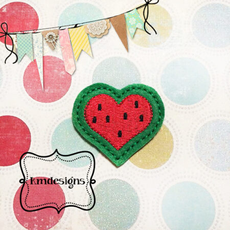 Summer Heart Watermelon feltie ITH Digital Embroidery Design
