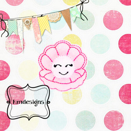smiling pearl clam oyster feltie ITH Embroidery design