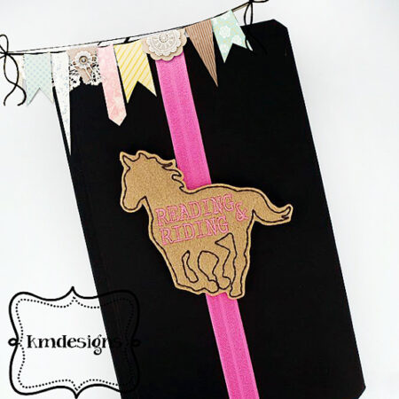 Horse reading riding bookmark ITH Embroidery Digital De