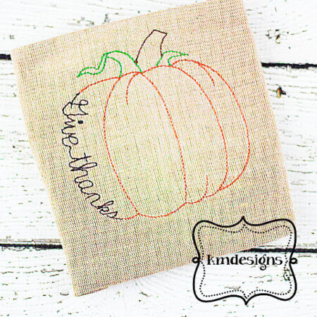 Pumpkins Give Thanks ITH Embroidery Redwork design