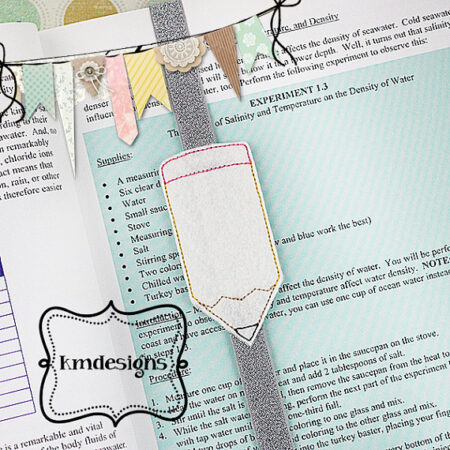 Bookmark Pencil Foe  ITH Embroidery Design