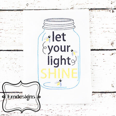 Let your light shine Redwork Mason Jar ITH Embroidery design