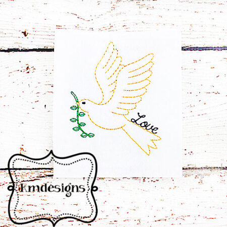 Dove with Olive Branch ITH Redwork Embroidery design