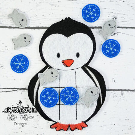 Winter Artic Penguin TTT Tic Tac Toe set ITH Embroidery