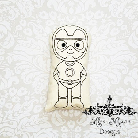 Doodle doll coloring stuffie Iron guy ITH Embroidery file