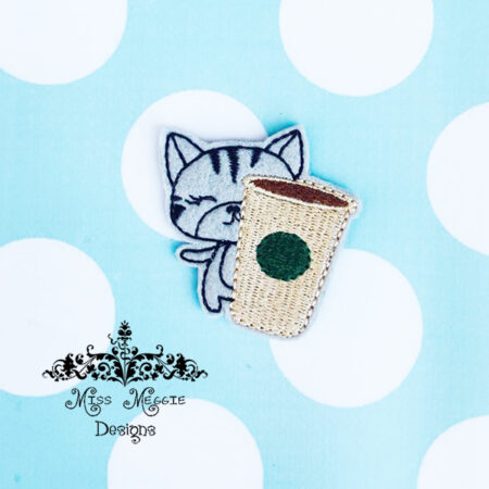 Kitty Coffee feltie ITH Embroidery feltie