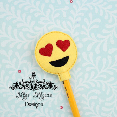 Love heart eyes Pencil topper ITH Embroidery design file
