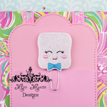 Marshmallow boy feltie paperclip ITH Embroidery design file