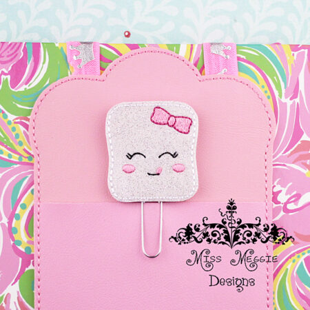 Marshmallow girl feltie paperclip ITH Embroidery design file