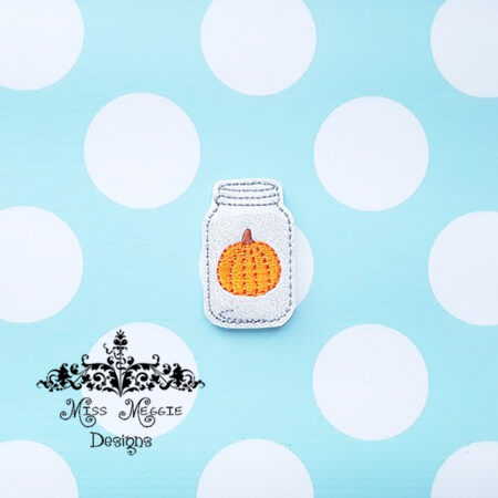 Mason Jar Pumpkin feltie Ith Embroidery design file Fall