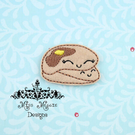 Mommy and baby Pancake stack feltie ITH Embroidery design file