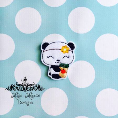 Cute Chubby Panda feltie paperclip ITH Embroidery design file