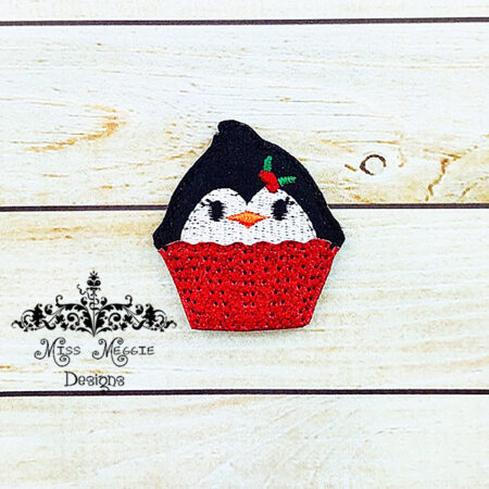 Penguin Cupcake feltie ITH Embroidery design file