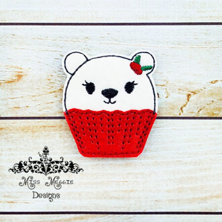Polar Bear Cupcake  feltie ITH Embroidery design file