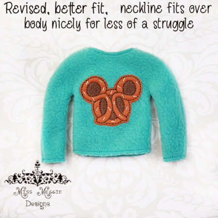 Mouse Pretzel Doll/elf shirt ITH Embroidery design file