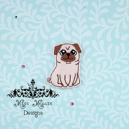 Pug Dog feltie ITH Embroidery design file