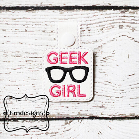 Geek Girl Snap Tab ITH Embroidery Design