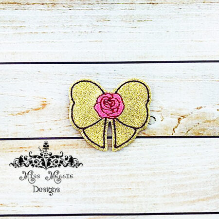 Princess Rose Bow feltie ITH Embroidery design file