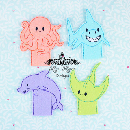 Sea Animals Finger Puppets set ITH Embroidery design file