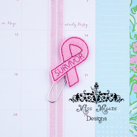 Awareness Ribbon Cancer survivor feltie ITH Embroidery design