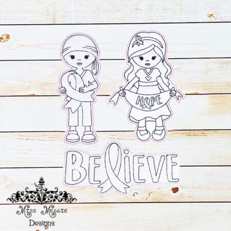 Cancer Survivor/Hope coloring doll set ITH Embroidery files