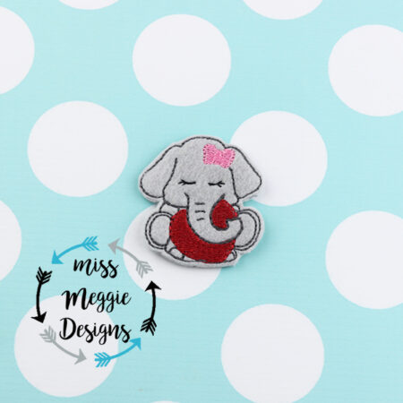 Valentine Elephant feltie ITH Embroidery design file