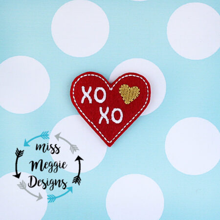 Valentine XOXO kisses hugs feltie ITH Embroidery design file