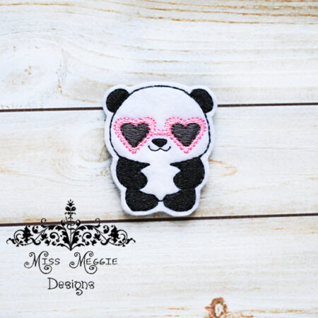 Panda with heart sunglasses  feltie  ITH Embroidery design file