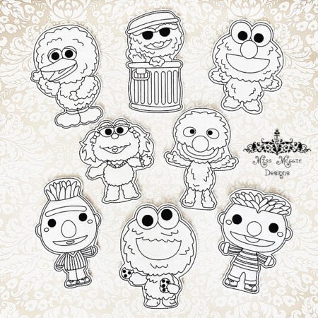 Coloring flat dolls S Street friends ITH Embroidery designs