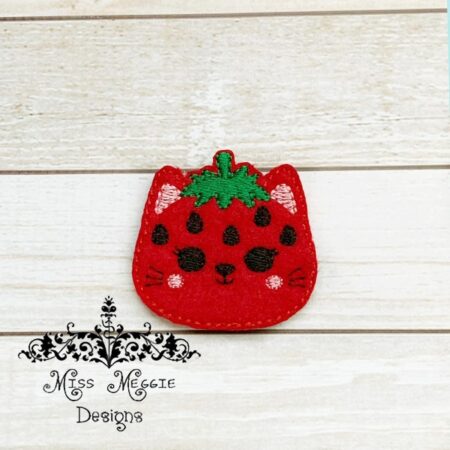 Strawberry Kitty Cat Summer Feltie ITH Embroidery design file