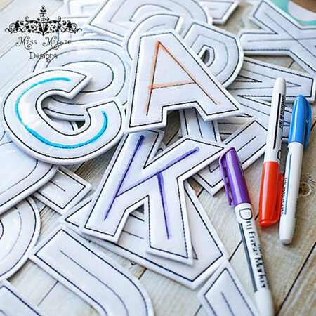 Coloring flat dolls Alphabet 4x4 each letter  ITH Embroidery designs