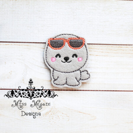 Beachy Seal with sunglasses   feltie  ITH Embroidery design file