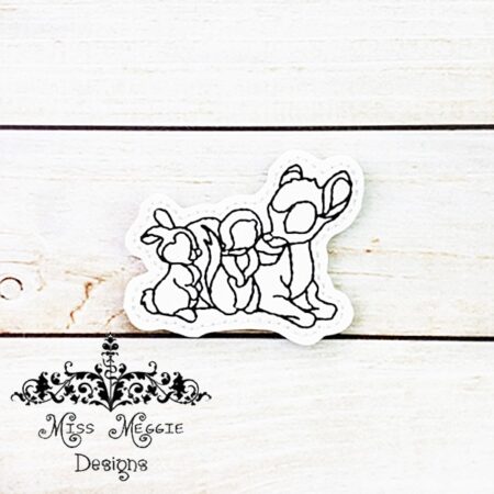 Sketch Baby Deer Bunny Skunk friends feltie ITH Embroidery design file