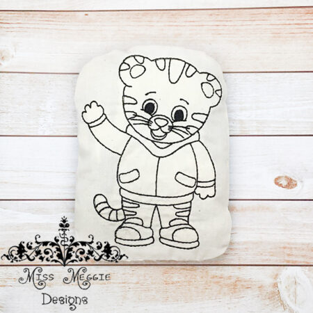 Doodle coloring stuffed doll Tiger Dan ITH Embroidery file