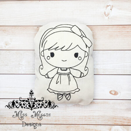 Doodle coloring stuffed doll Nutcracker girl ITH Embroidery file