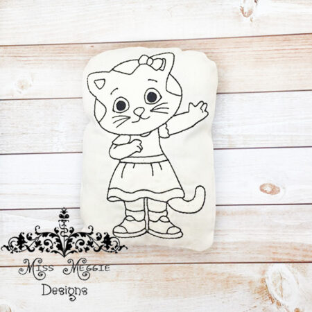 Doodle coloring stuffed doll Kitty Dan the tiger ITH Embroidery file