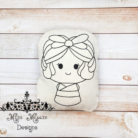 Doodle coloring stuffed doll Baby Princess Snowie ITH Embroidery file