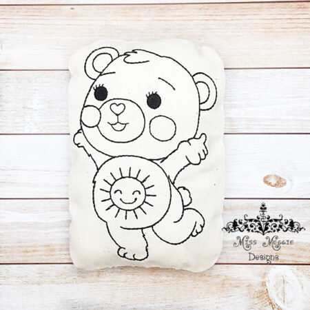 Doodle coloring stuffed doll Sunshine Bear  ITH Embroidery file
