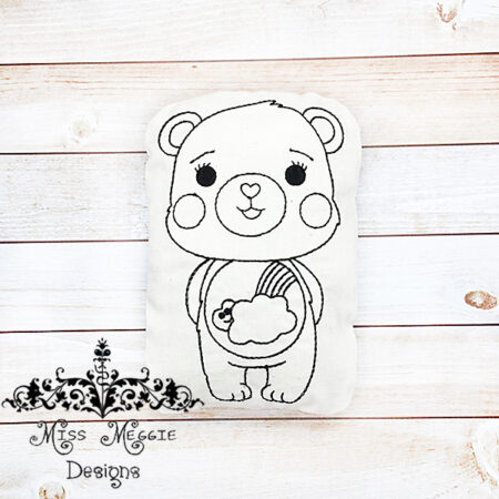 Doodle coloring stuffed doll Rainbow heart bashful Bear  ITH Embroidery file