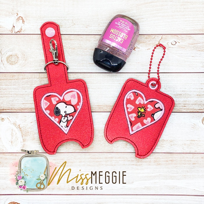 Hand Sanitizer Holder Heart applique ITH Embroidery | Miss Meggie Designs