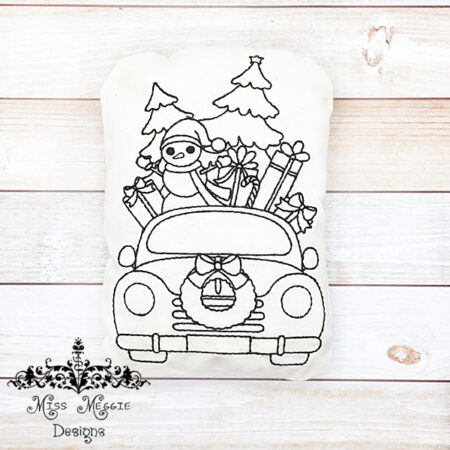 Doodle coloring stuffed doll Pick up Truck Christmas Presents  ITH Embroidery file