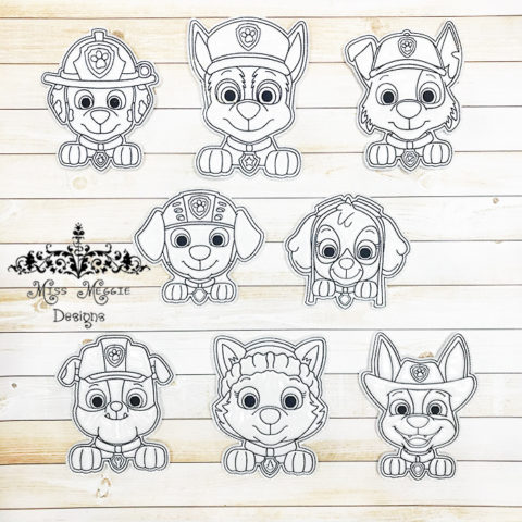 Coloring flat dolls 5x7 hoop, Hero Dogs Patrol set ITH Digital ...